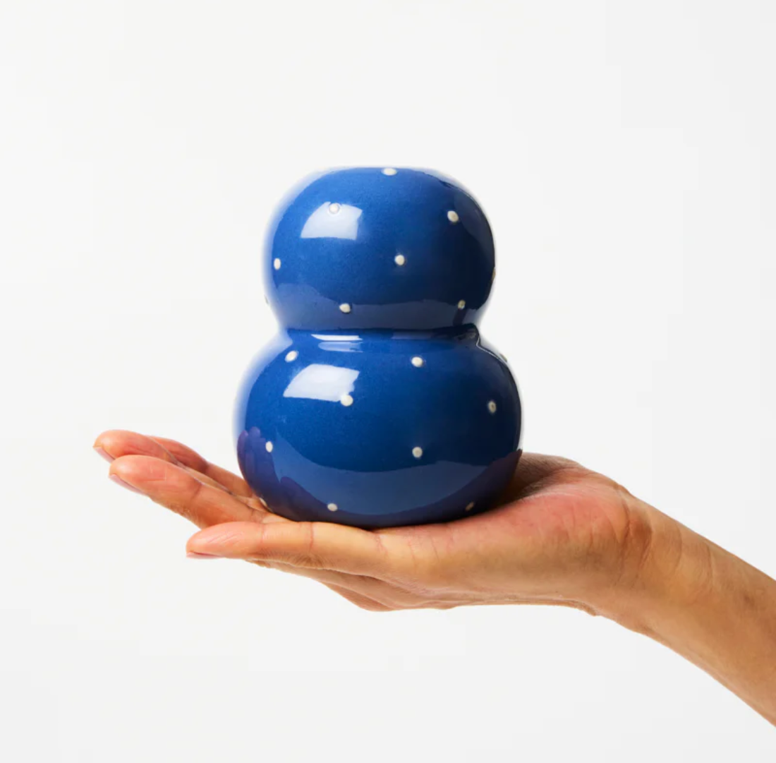 Navy Dotty Vase