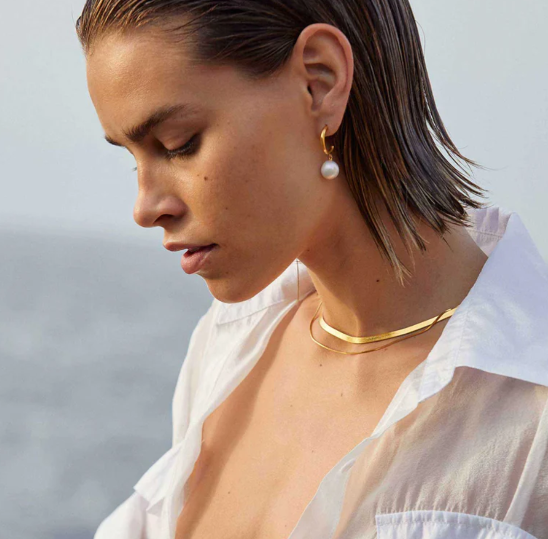 Pearl Drop Hoops | 18k Gold Plated