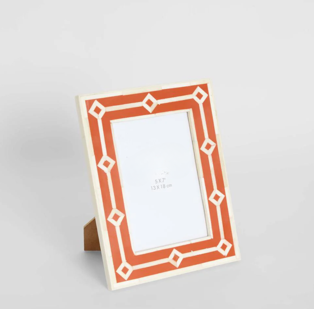Sasha Bone Inlay Photo Frame | Orange