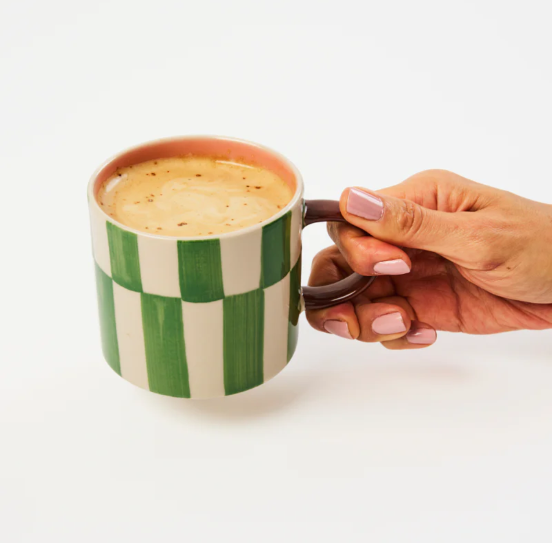 Bloomie Green Check Mug