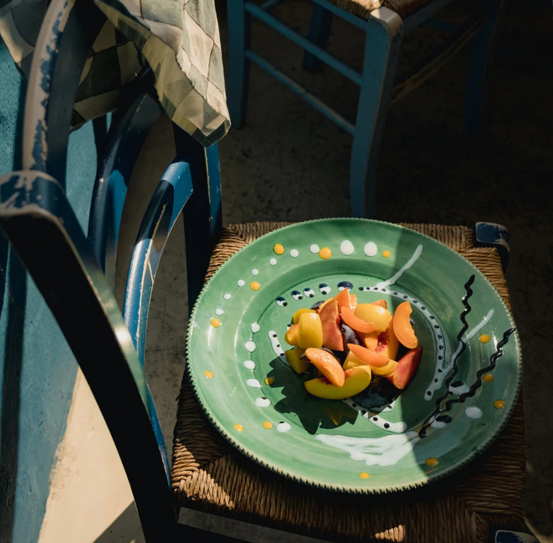 Polka Face Serving Plate | Green