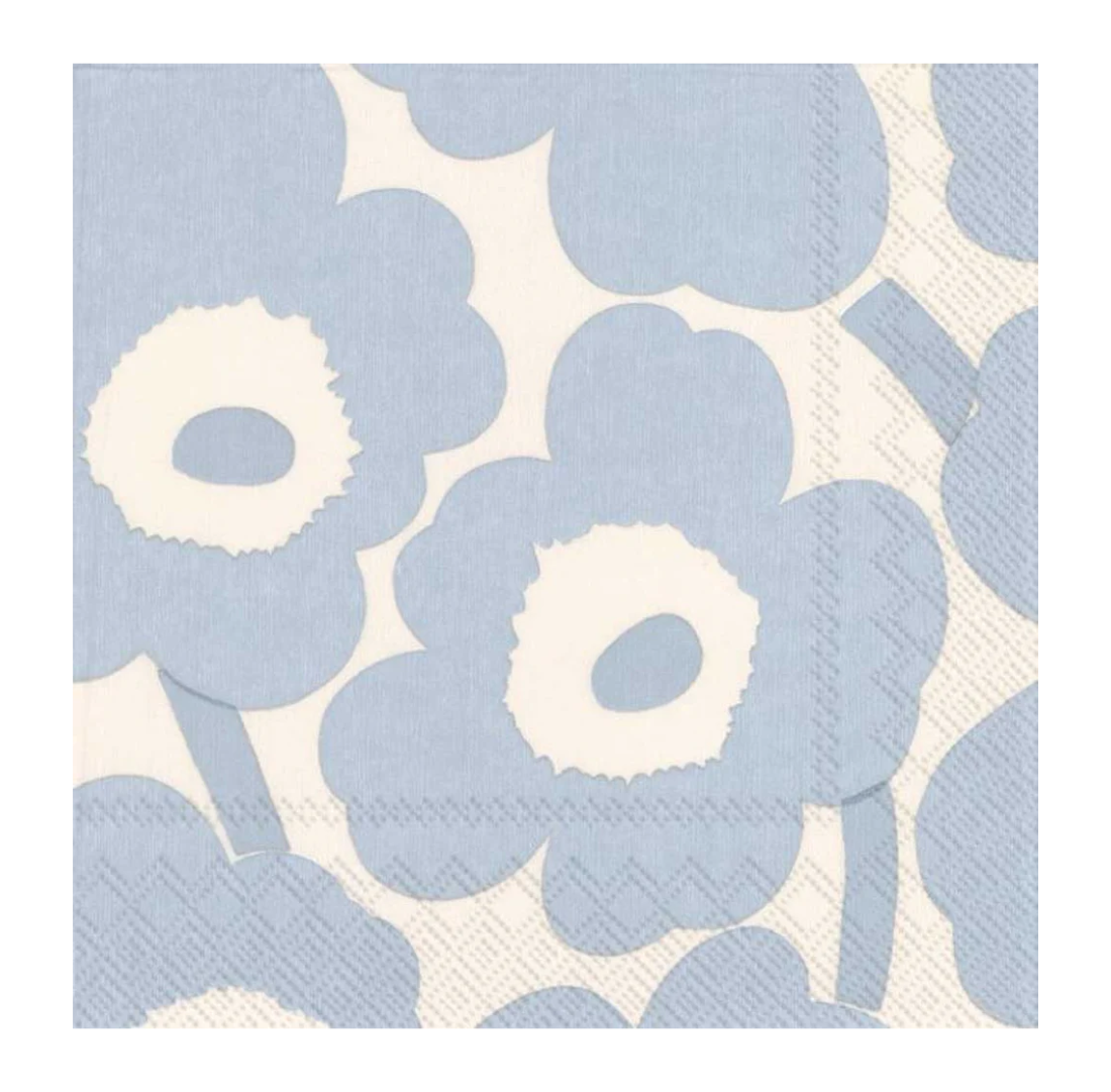 Unikko Cream Light Blue Napkin | 20 Pack