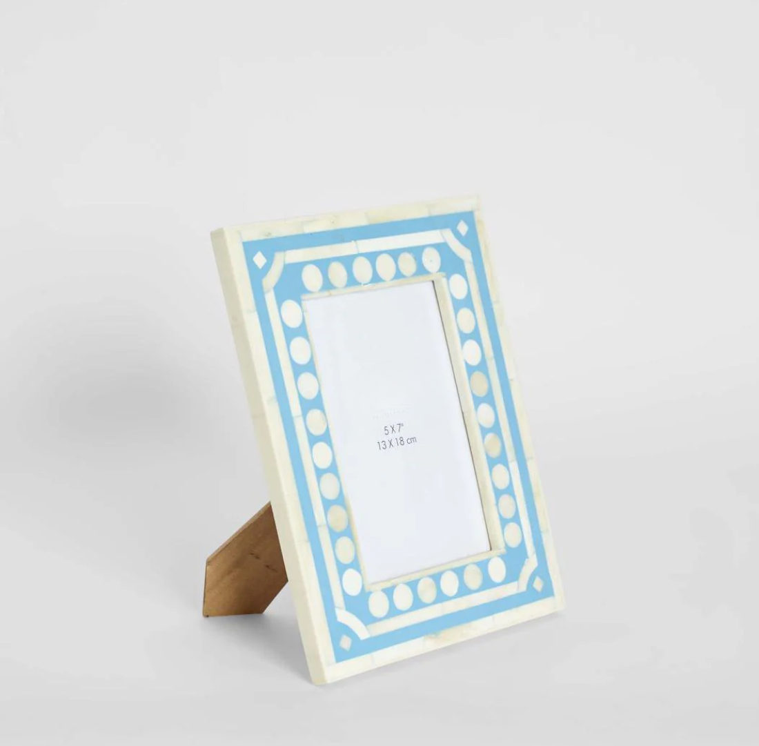 Zena Bone Inlay Photo Frame | Light Blue