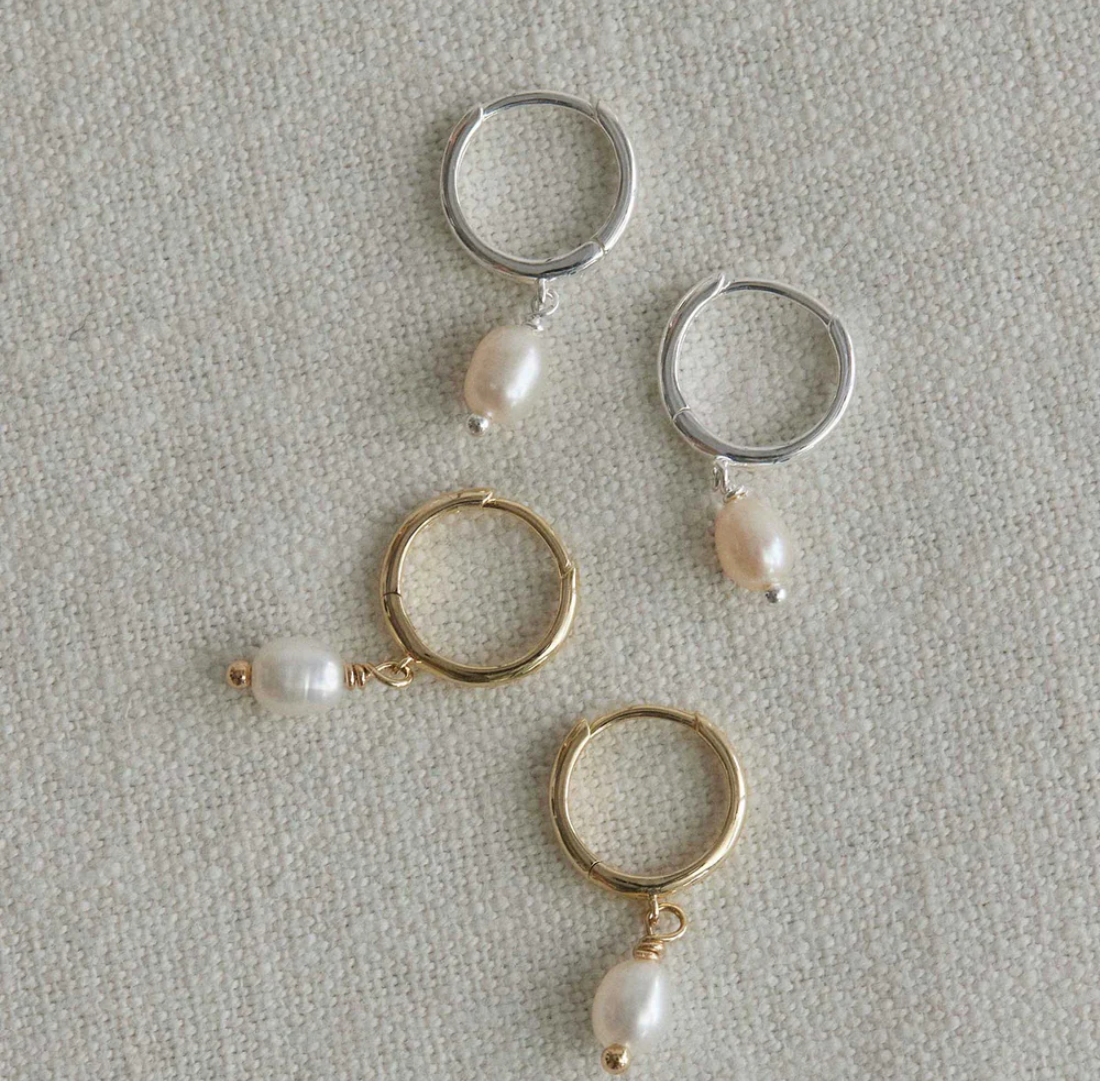 Classic Pearl Hoop | Sterling Silver