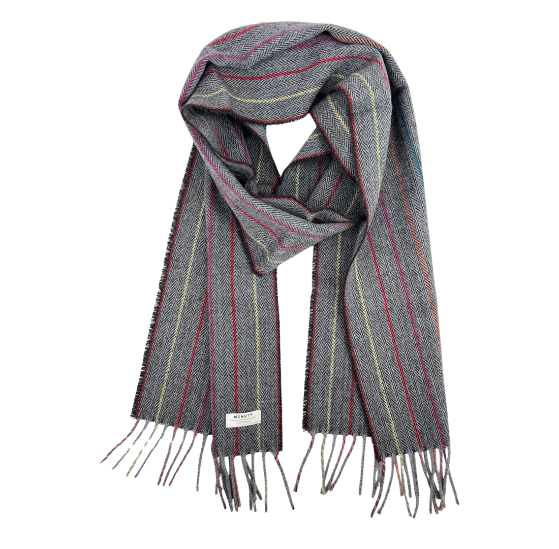Merino Lambswool Scarf | Charcoal Rainbow
