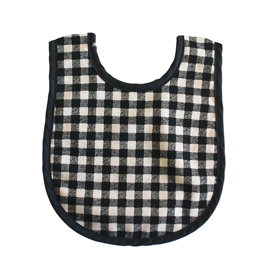 Bib | Black Check Linen