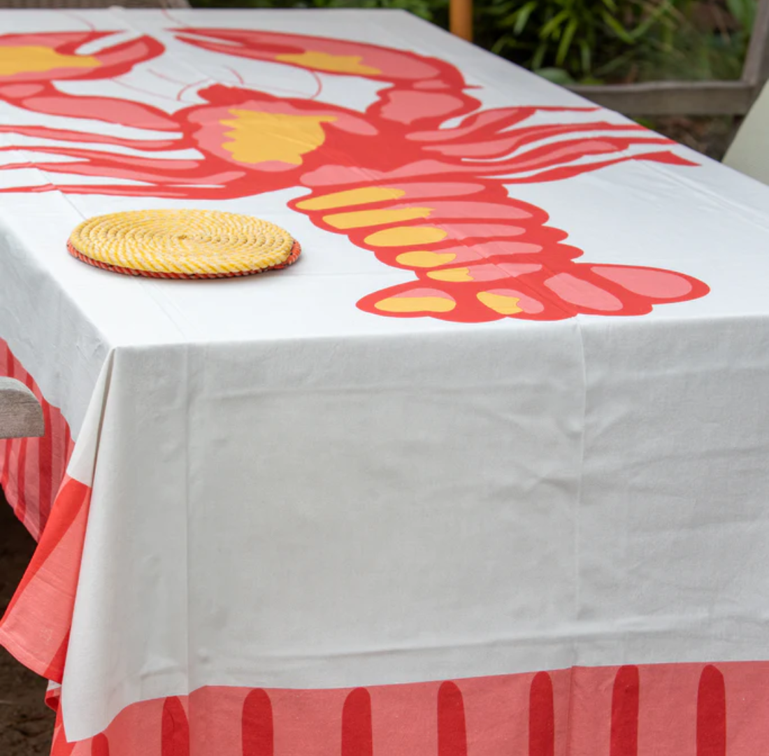 Big Lobster Tablecloth | White Hibiscus