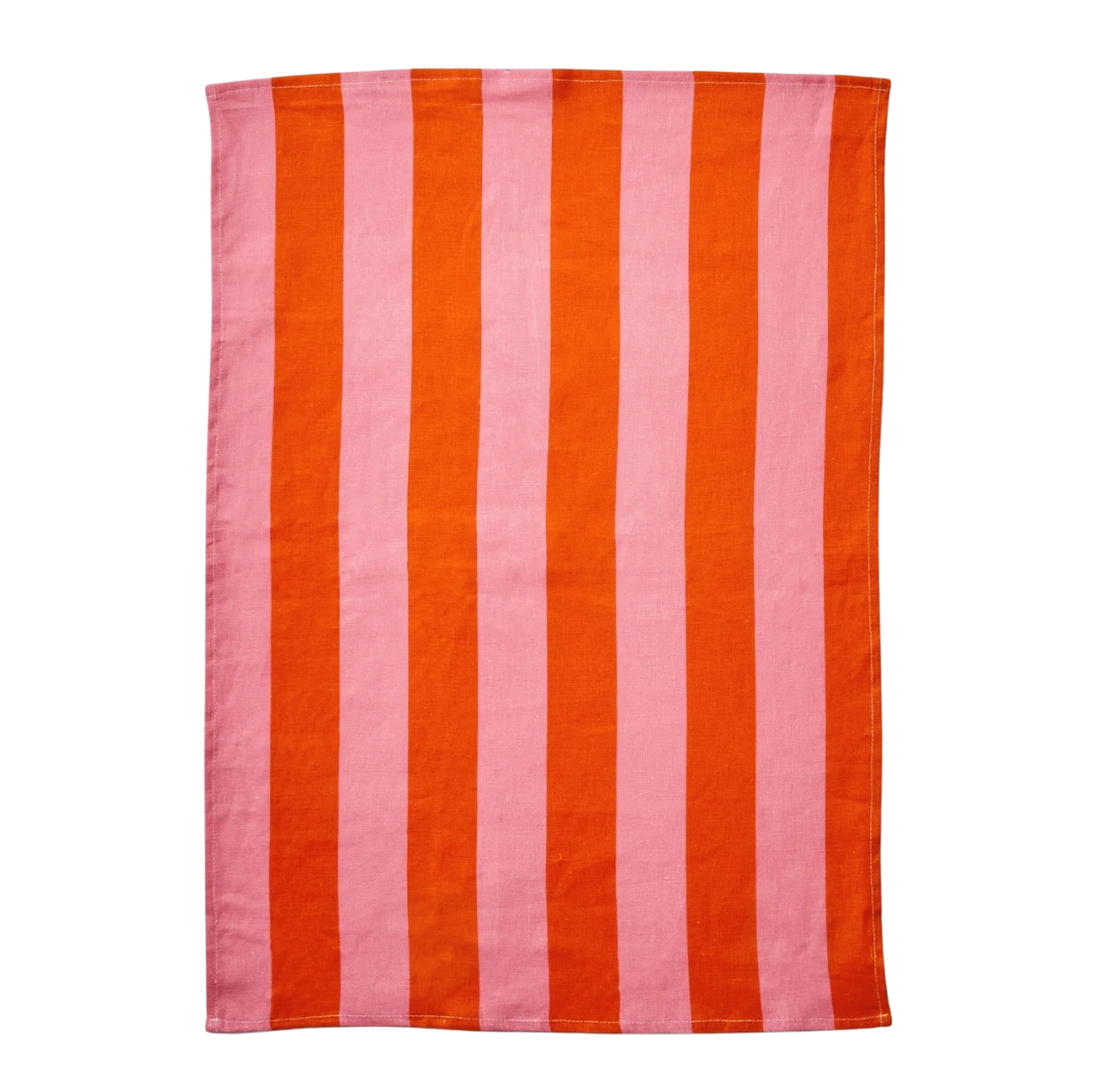 Bold Stripe Sorbet Linen Tea Towel