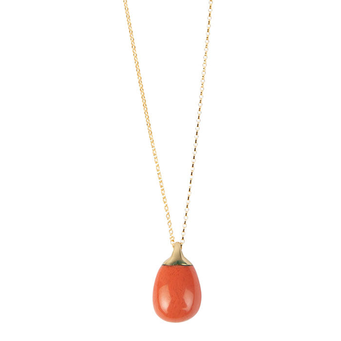 River Rock Pendant Necklace | Coral | Small