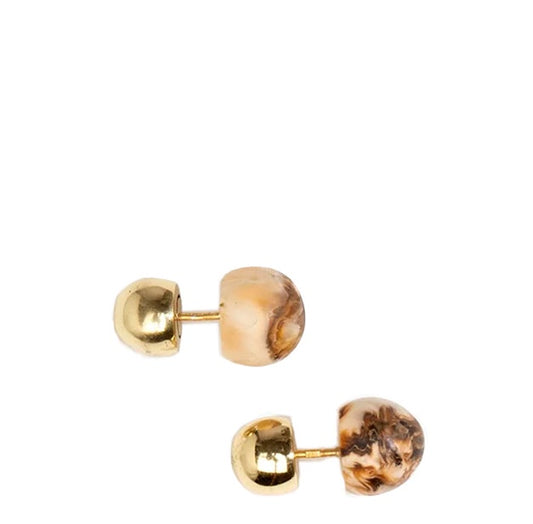 Ball Stud Earrings | Light Horn | Small