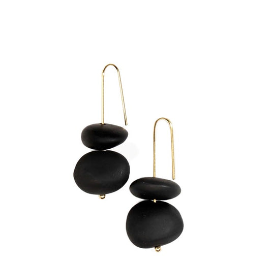 Temple Earth Wire Earring | Black
