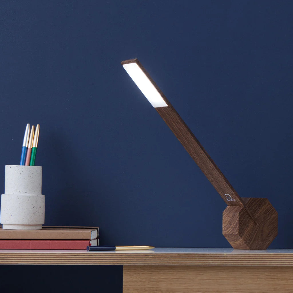 Gingko Octagon Desk Lamp | Natural Walnut