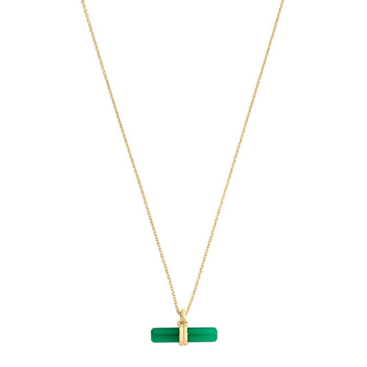 Green Onyx T Bar Necklace | 18k Gold Vermeil