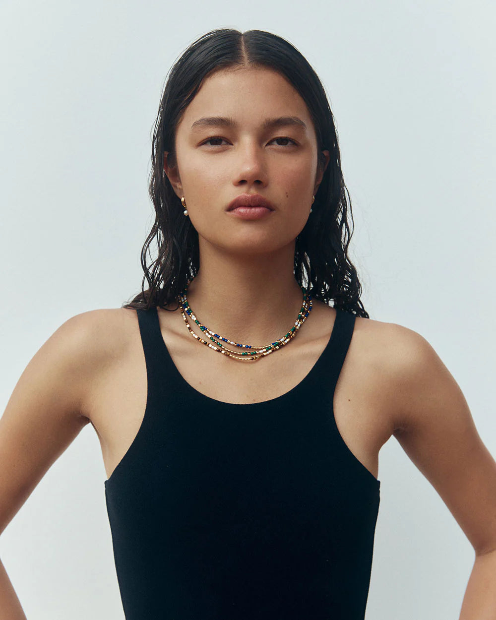 Lapis Beaded Necklace | 18k Gold Plated