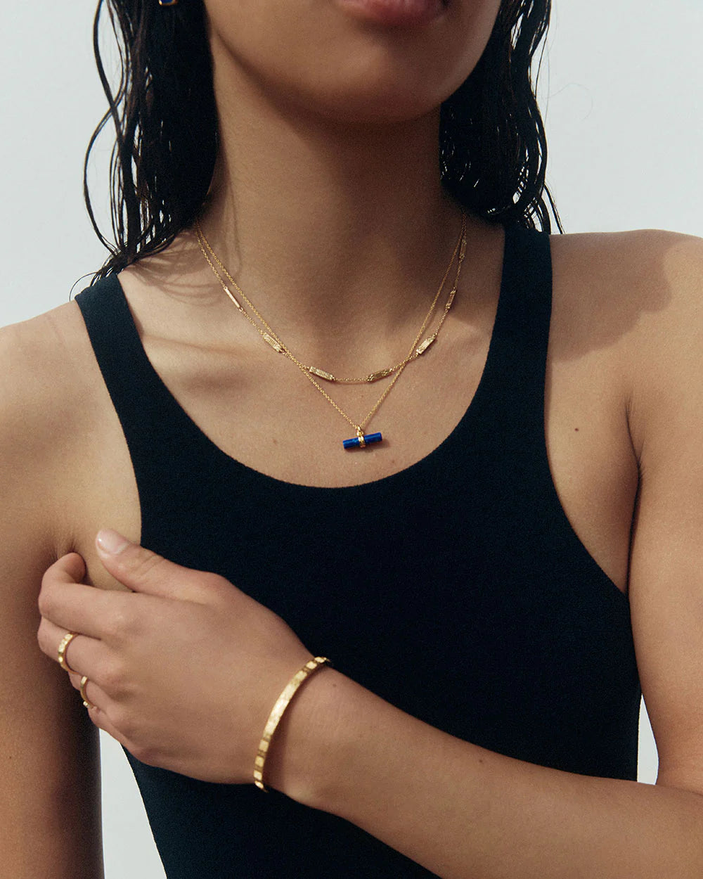 Lapis T Bar Necklace | 18k Gold Vermeil