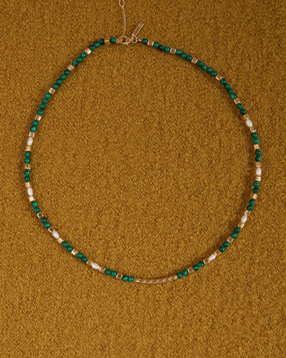 Malachite Beaded Necklace | 18k Gold Plated
