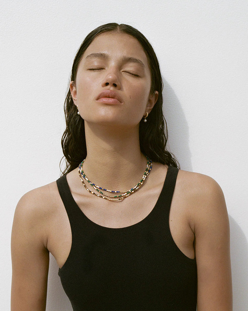 Malachite Beaded Necklace | 18k Gold Plated