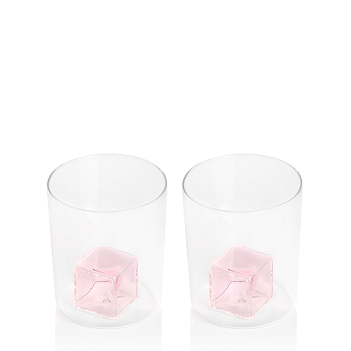 2 Pink Ice Gobelets | Clear + Pink