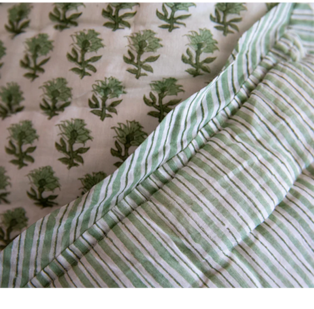 Marigold Quilt | Greens | 220 x 245cm