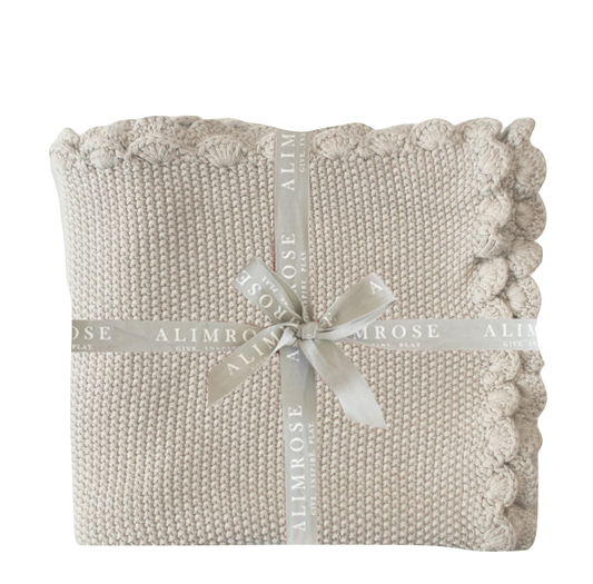 Mini Moss Stitch Baby Blanket | Latte
