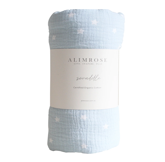Muslin Swaddle | Starry Night | Baby Blue