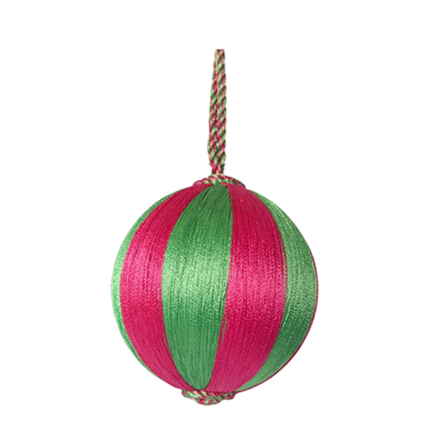 Stripe Silk Bauble | Pink + Green