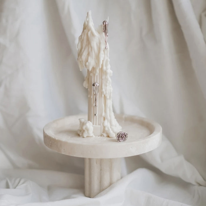 Travertine Column Tray | Round