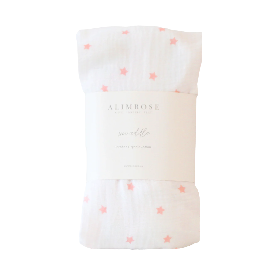 Muslin Swaddle | Pink Stars