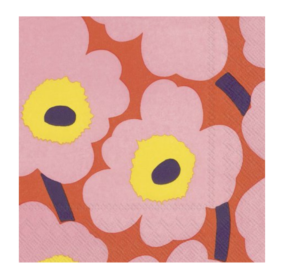 Unikko Rose + Orange Napkin | 20 Pack