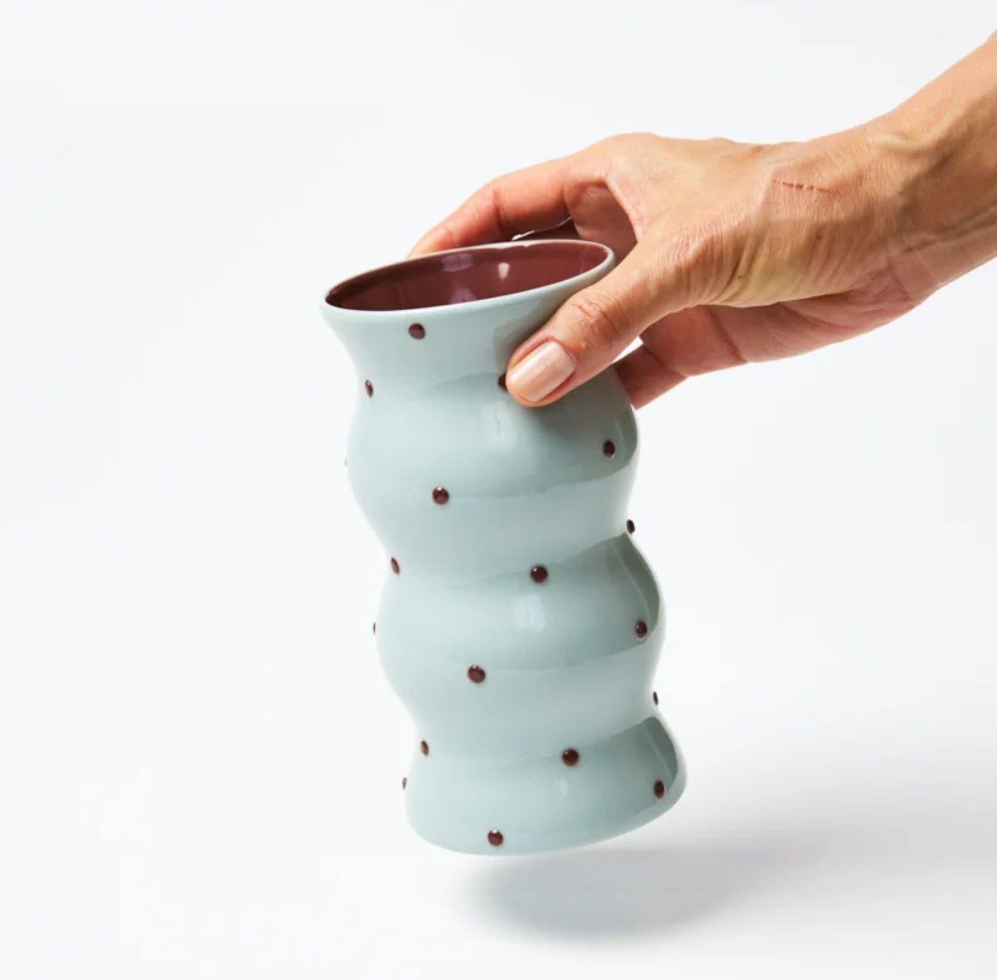 Palma Vase |  Blue Brown Dotty