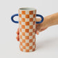 Tan Check Bud Vase