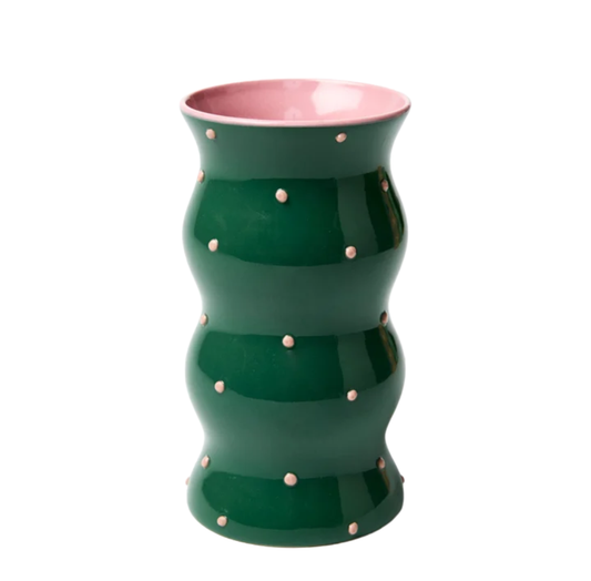 Palma Vase |  Green Pink Dotty