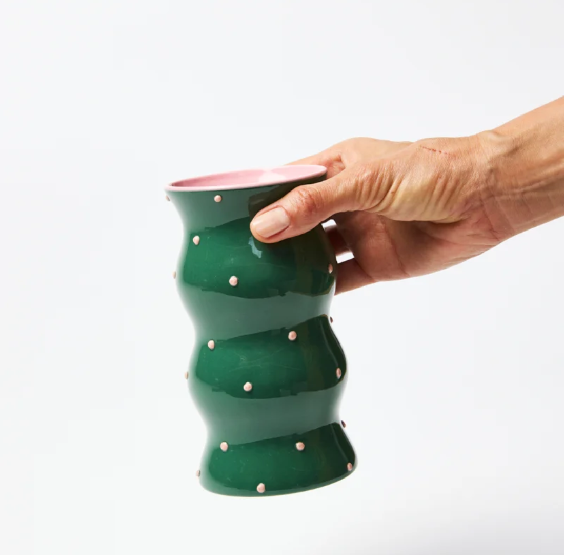 Palma Vase |  Green Pink Dotty