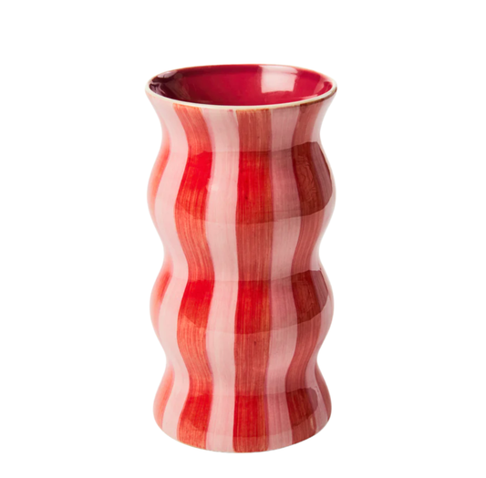 Palma Red Pink Stripe Vase