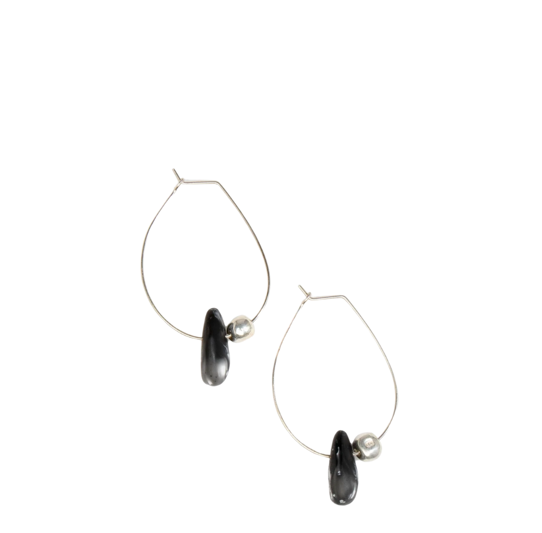 Joie De Vivre Earrings Silver  | Black Marble