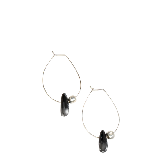 Joie De Vivre Earrings Silver  | Black Marble