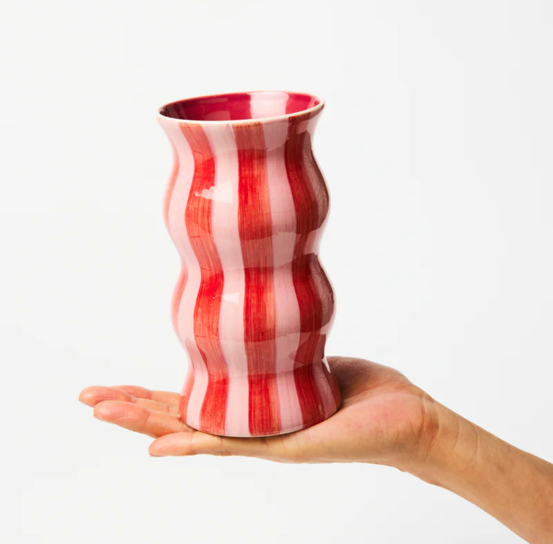Palma Red Pink Stripe Vase