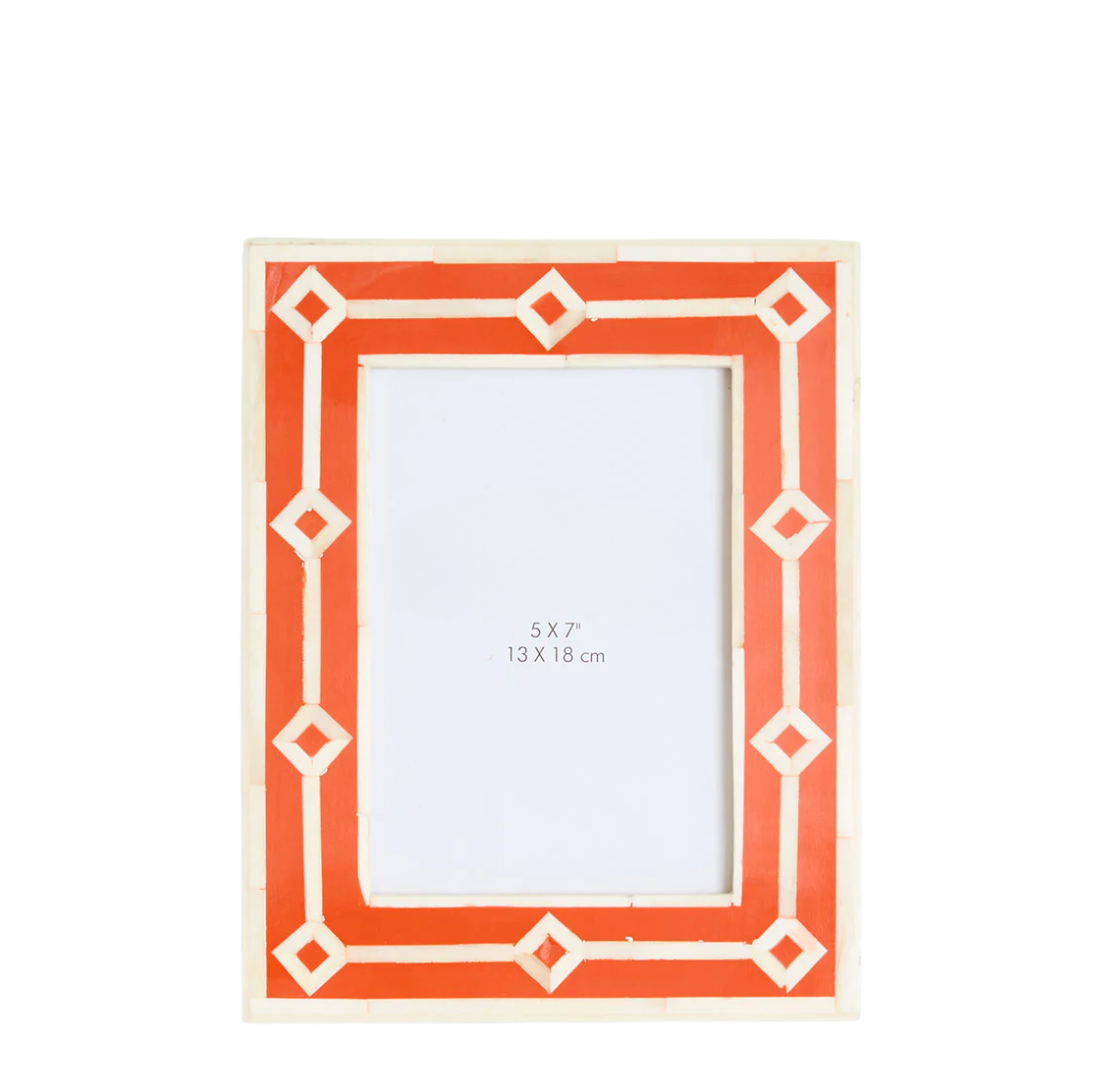 Sasha Bone Inlay Photo Frame | Orange