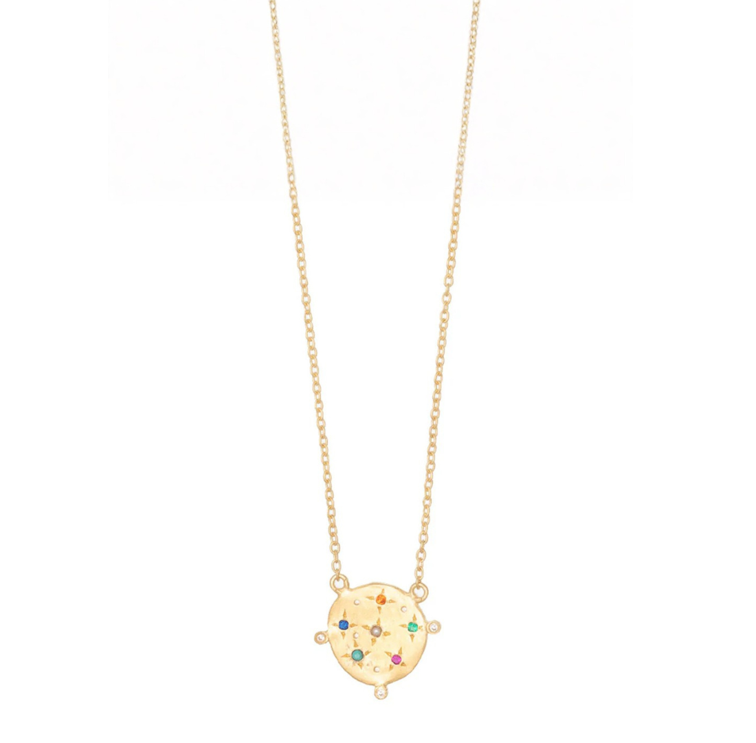 Souk pendant with mixed Zircon, Pearl & Turquoise