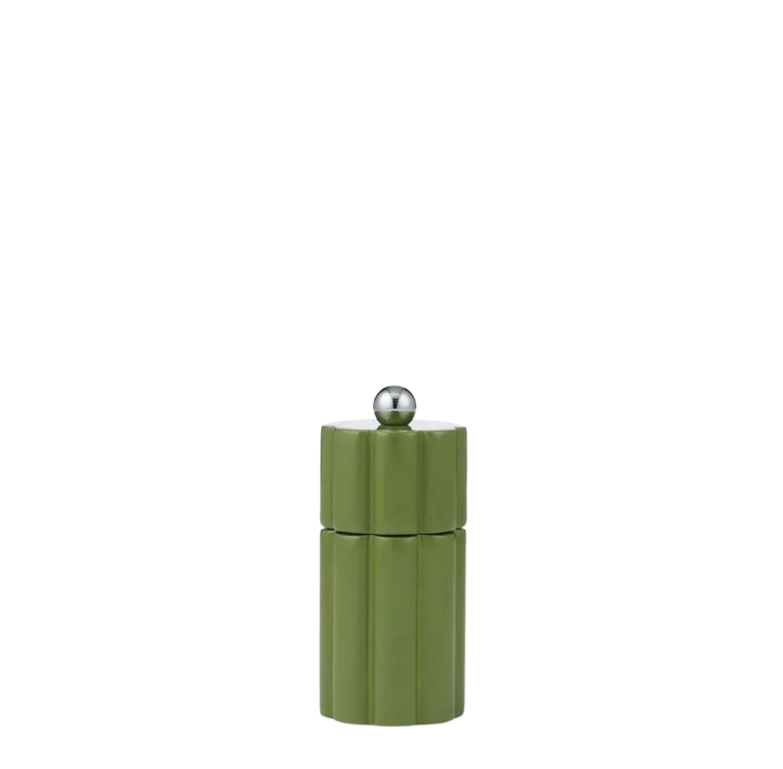 Fluted Wood S&P Grinder 11.5cm | Olive
