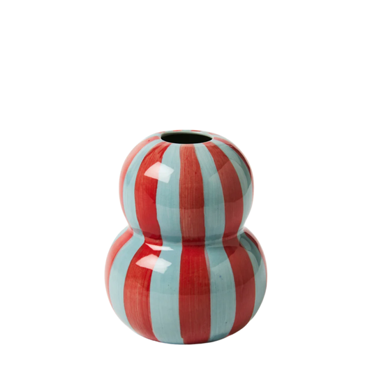 Fonda Burgundy Pale Blue Stripe Vase