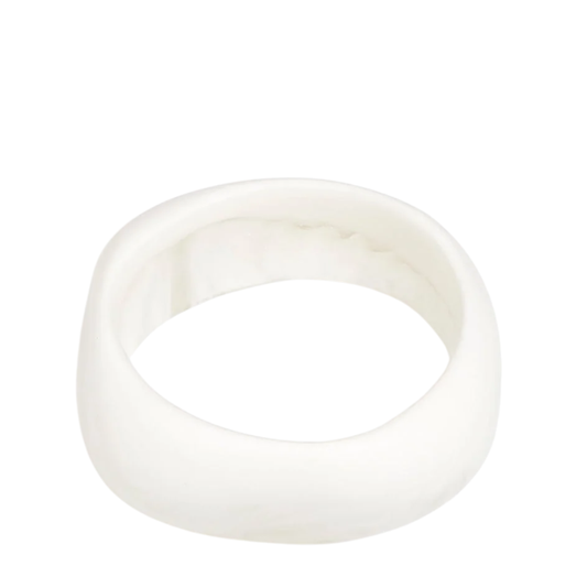 Large Organic Bangle | Swirl White Clear