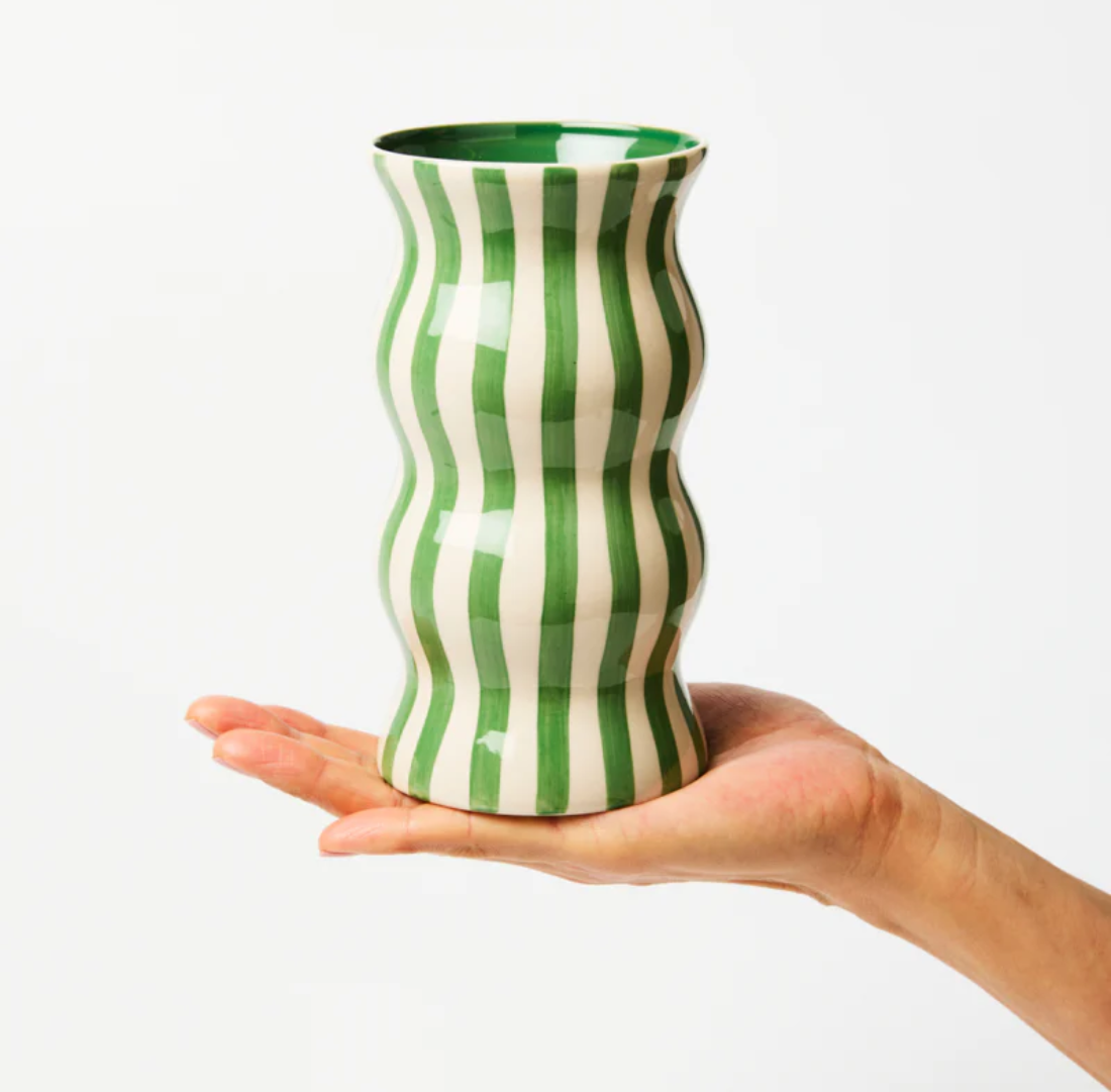 Palma Green Stripe Vase