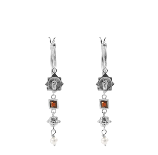 Jeanne Earrings with Garnet | Sterling Silver