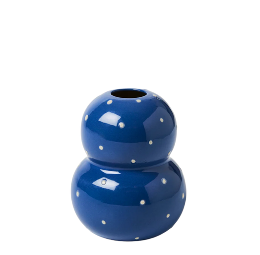 Navy Dotty Vase