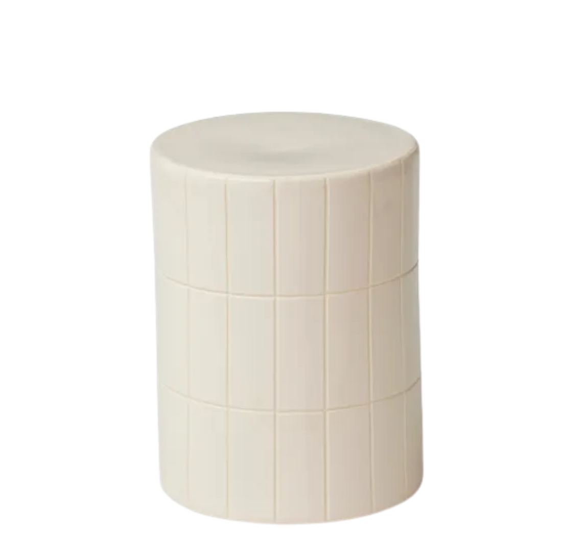 Ceramic Tile Stool | 33 x 44cm | Ivory