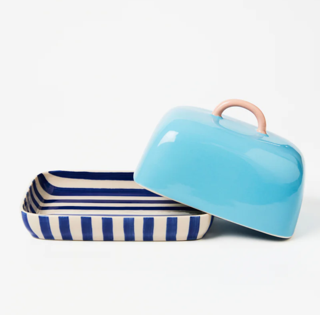 Bloomie Blue Butter Dish