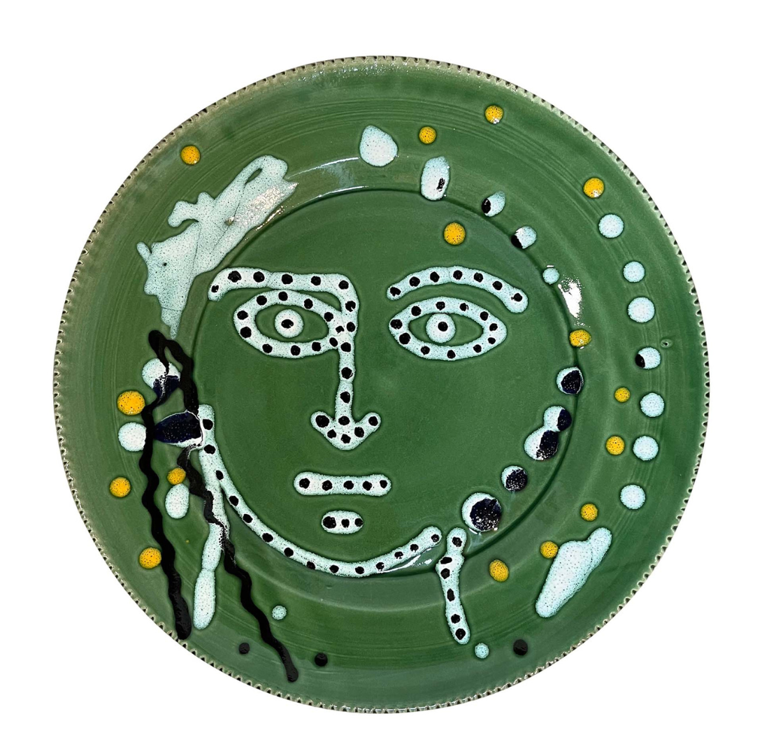 Polka Face Serving Plate | Green