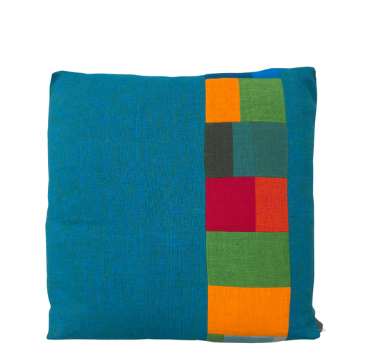 Neon Blue | Orange Patchwork Stripe