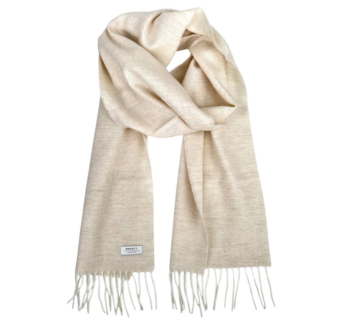 Merino Lambswool Scarf | Linen Herringbone